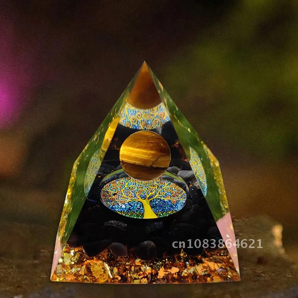 

Healing Amethyst Crystal Sphere Tiger Eye Natural Orgone Pyramid Quartz EMF Protection Energy Orgonite Chakra Meditation Stone