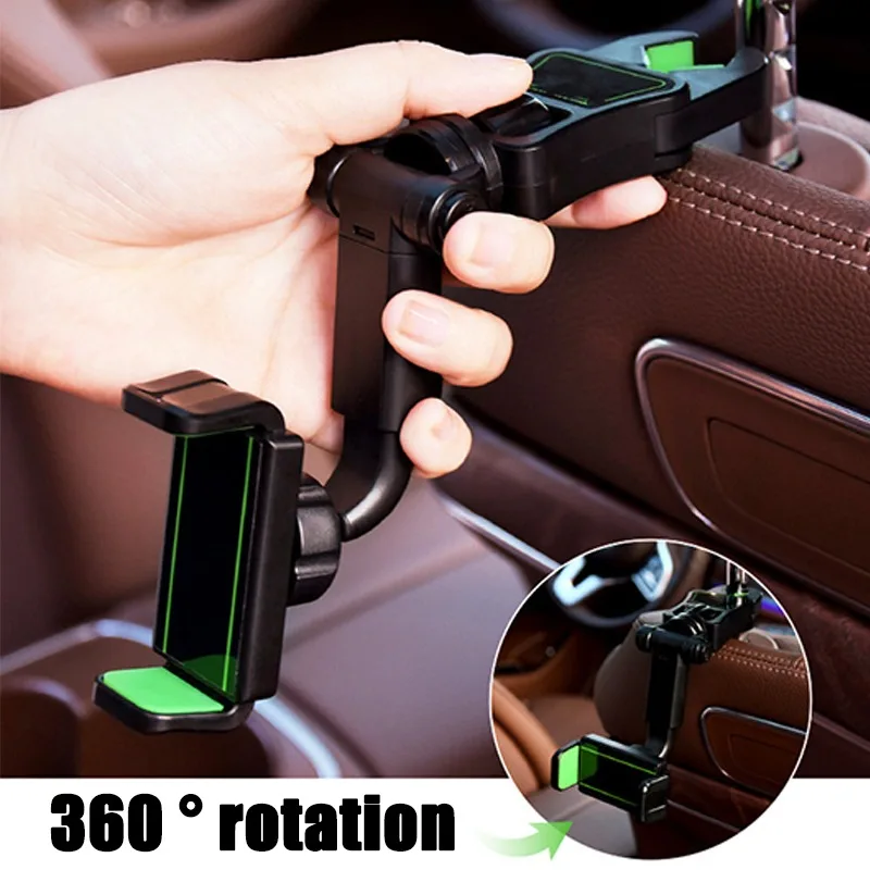 

Universal Car Phone Holder 360 Degree Rotatable Auto Rearview Mirror Seat Hanging Clip Bracket Multifunctional Cell Phone Holder