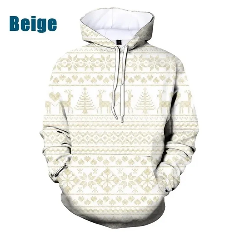 thumbnail image 1 of Sudadera con capucha con estampado de copos de nieve y renos de Feliz Navidad para hombres y mujeres, sudadera con capucha holgada de gran tamaño con estampado 3D para hombres, 1 of 5