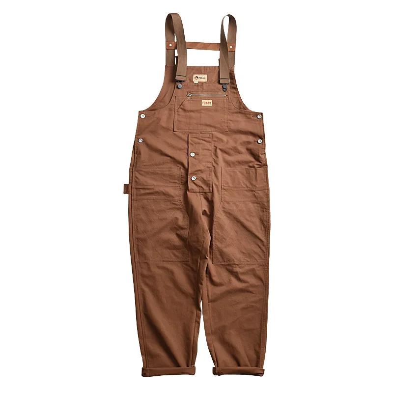 Men's Amekaji Multi-pocket Overalls Outdoor Workwear Retro Casual Loose Baggy Cargo Pants Trousers Work Jumpsuit denim overalls
