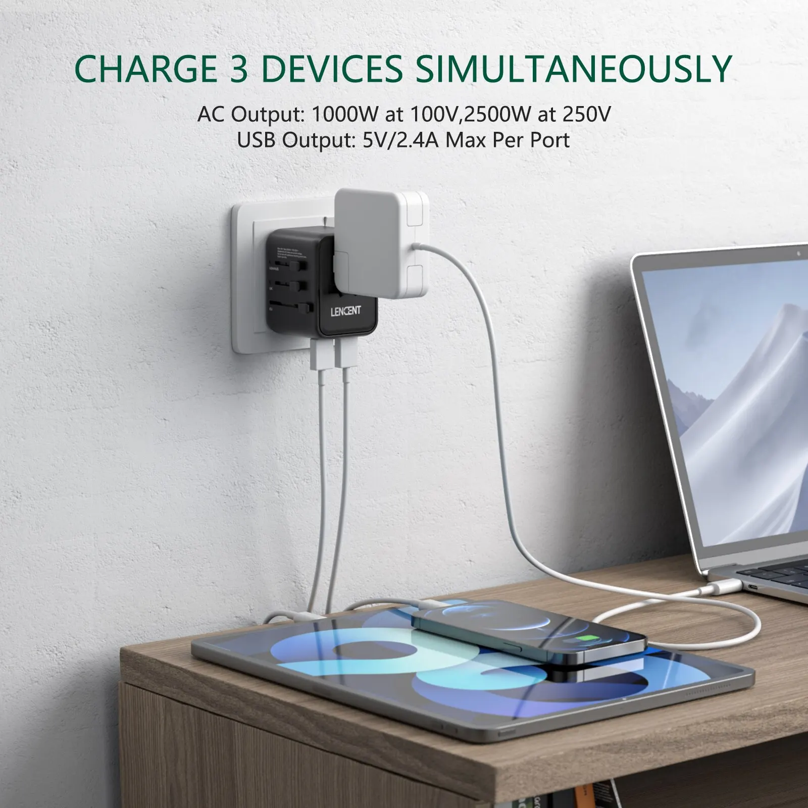 Universal All-in-One Travel Power Adapter with Dual USB Charging Ports
