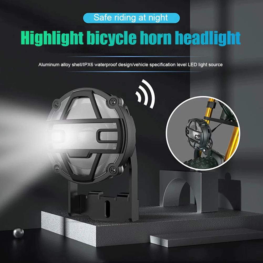 E-Bike 36V 48V Scheinwerfer Elektro-Fahrradlicht mit Hupe Wasserdichter Scheinwerfer aus Aluminiumlegierung Nachtsicheres Fahren Frontscheinwerfer_voghion.com