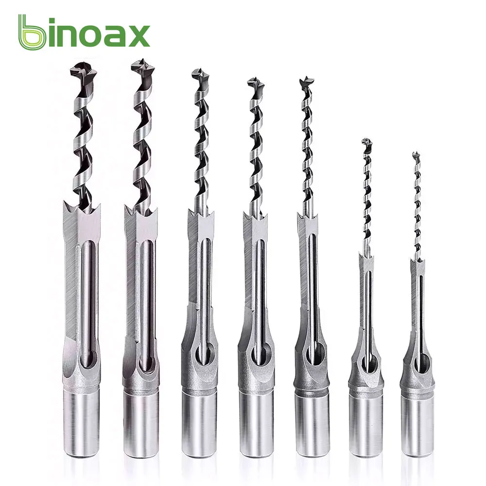 Binoax 6/7 Pcs Square Hole Saw Drill Bits Woodworking Wood Mortising Chisel Set diy woodworking tool wood carving corner chisel wood cutting square hinge recesses mortising template kit right angle carving