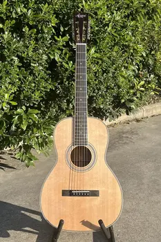 All Solid Parlor Style Acoustic Guitar 38 Inch Luthier-Made Vintage Acoustic with Solid Sitka Spruce Top Mahogany Back and Side