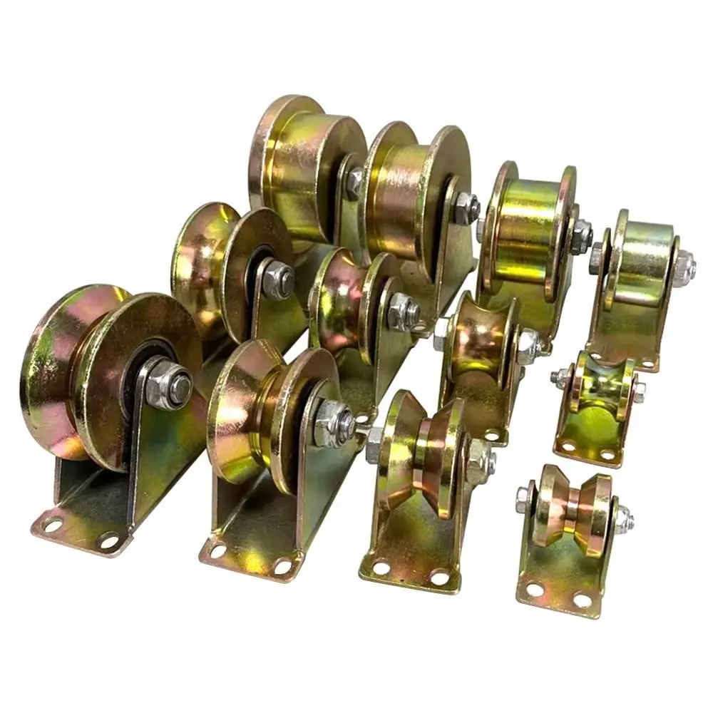 Sliding door roller 1Pcs Track Wheel Bearing Pulley Stainless Steel U/V/H Shaped Sliding Door Rollers Plating Color Home Hardware Rigid Caster