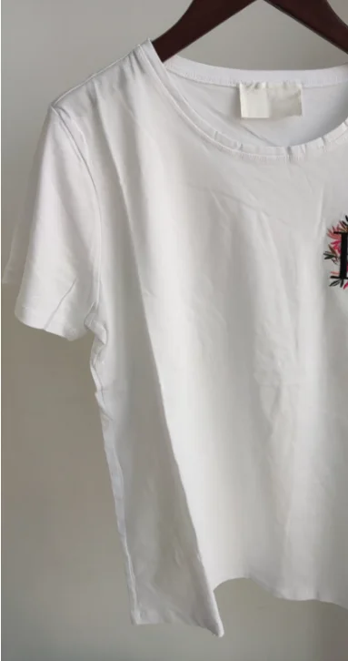 

Женская футболка с Вышивкой Букв, простые хлопковые повседневные женские футболки с круглым вырезом и коротким рукавом, топы, весна-лето 2024