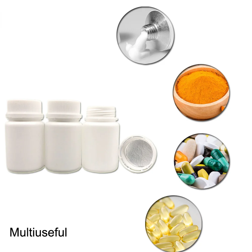 100pcs/lot 50cc 50ml HDPE empty plastic pill bottle tamper proof Cap empty capsule bottle tamper evident cap