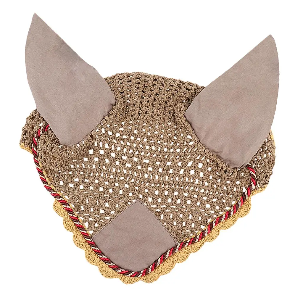 Bonnet Crochet Horse Fly Breathable Cotton Ear Net Bonnet Hood Equipment for Horse Various Color Duarable 5