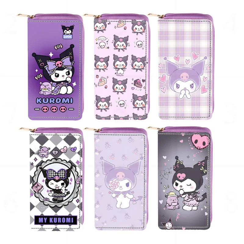 

Cartoon Cute Kuromi Wallet Sanrio Printed Waterproof Long Zipper Coin Purse Card Holder Handbag For Women Birthday Gifts