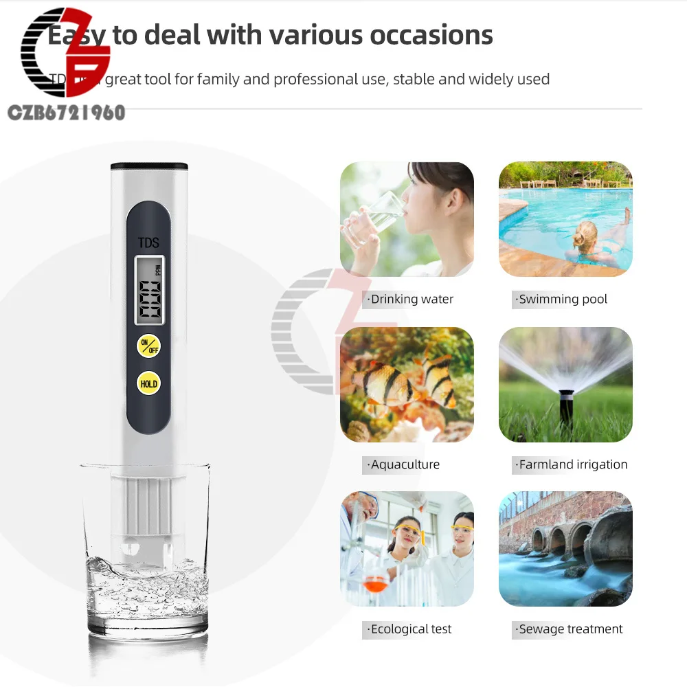 TDS PH Meter Digital Water Tester 0-9990ppm Drinking Water Quality Analyzer Monitor Filter Rapid Test Aquarium Hydroponics Pools 5
