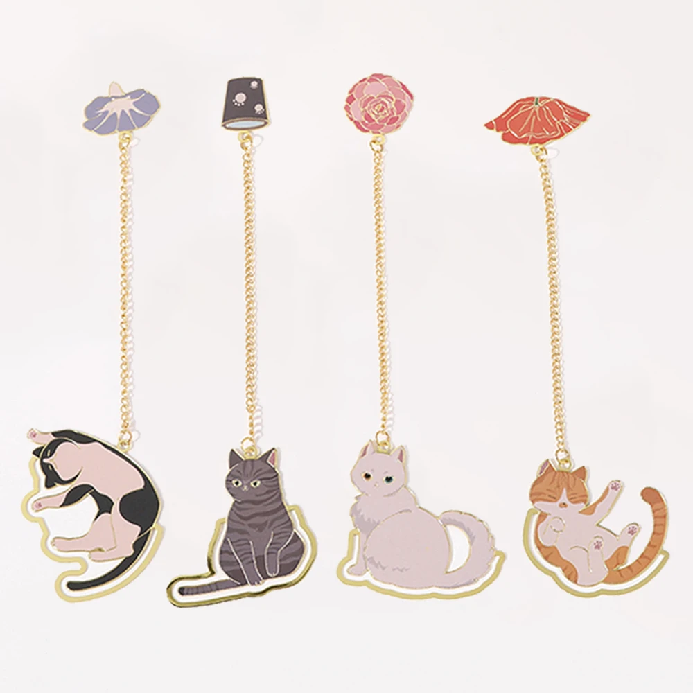 Metal Bookmark 1PC Cat Chaining Bookmark Brass Classical Cute Student Gift