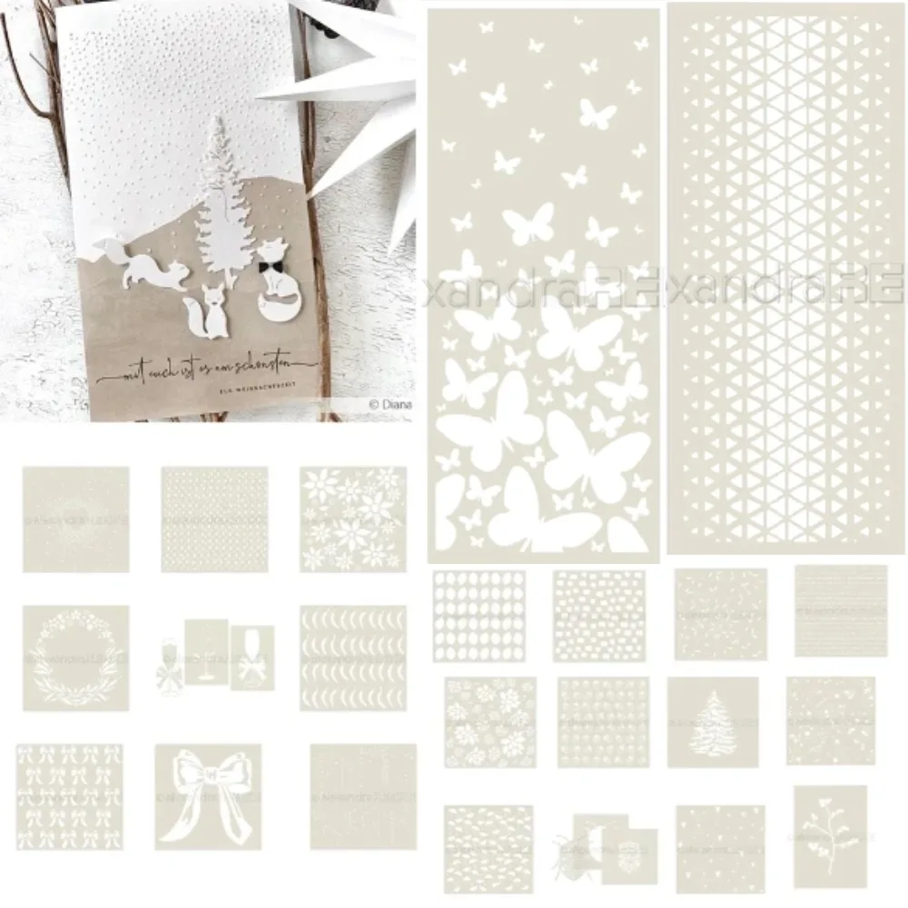 Stencil 'Diamonds of dots' Pattern Graffiti Drawing Tool Spray Painting Template DIY Window Scrapbooking Decor