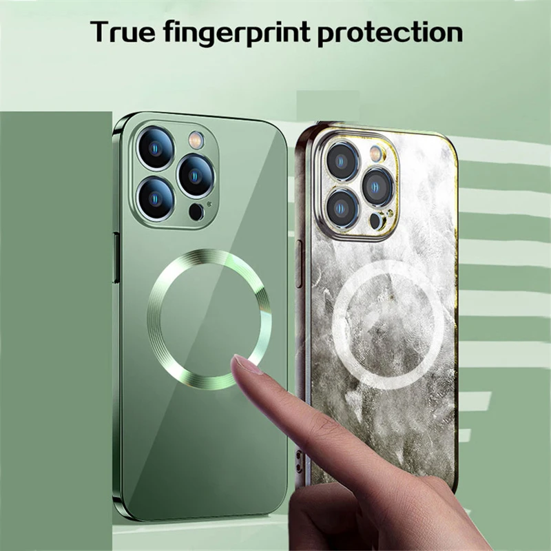 Luxury Plating Clear Magnetic Wireless Charge Case For iPhone 13Pro 12 11 Pro Max Soft Silicone Transparent Cover with Lens Film iphone 13 mini case