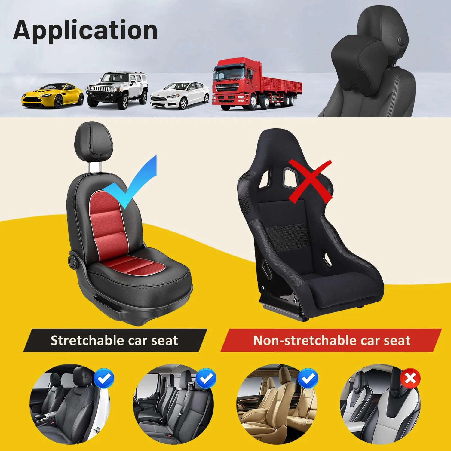 Memory Foam Car Neck Rest Head Support Cushion