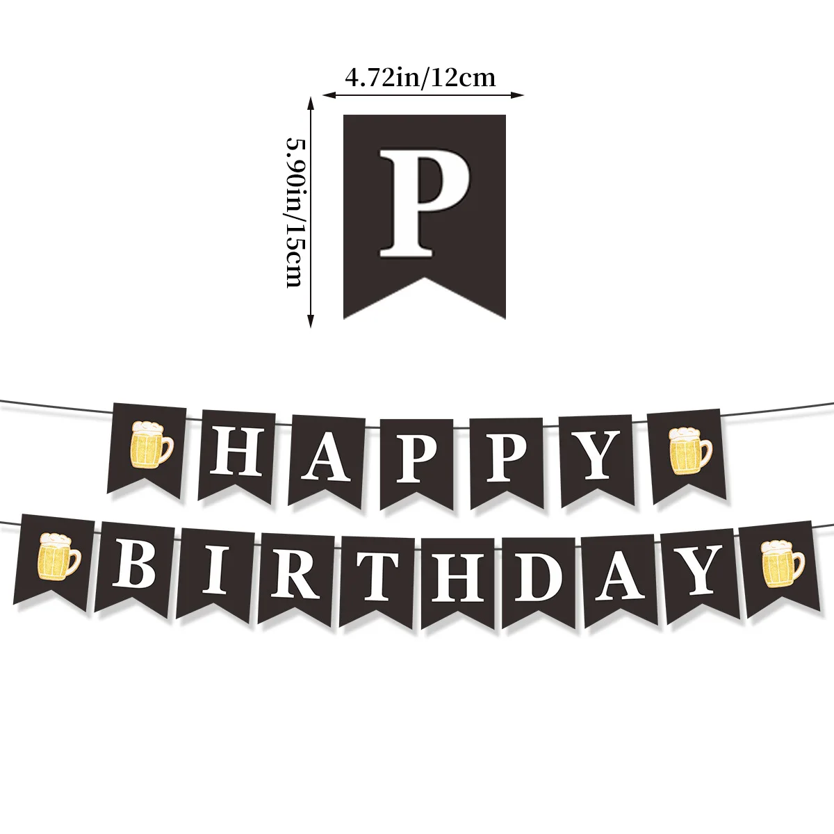 Alles Gute zum Geburtstag Banner Bierkrug Whiskyflasche Folienballon Männer Frauen 30. 40. 50. Whisky Geburtstag Partydekorationen Zubehör – Detail 4