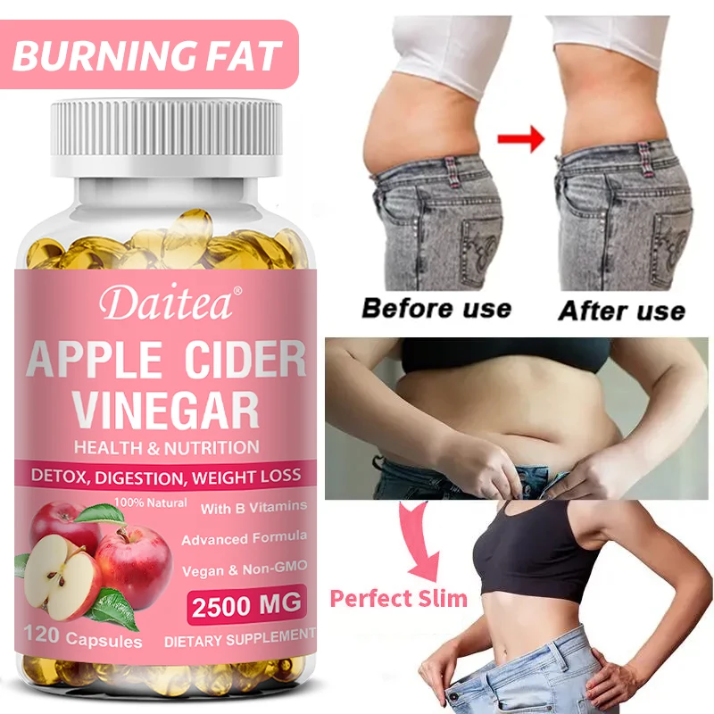 

Apple Cider Vinegar Capsules - Promote Metabolism, Safe Weight Loss, Detoxification and Support Healthy Intestinal Cleansing