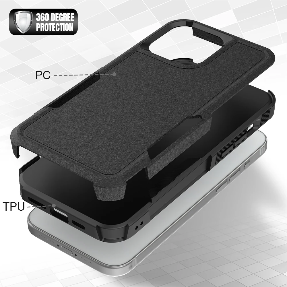Durable Armor Shockproof TPU Bumper Phone Case with Hard Plastic Back Cover