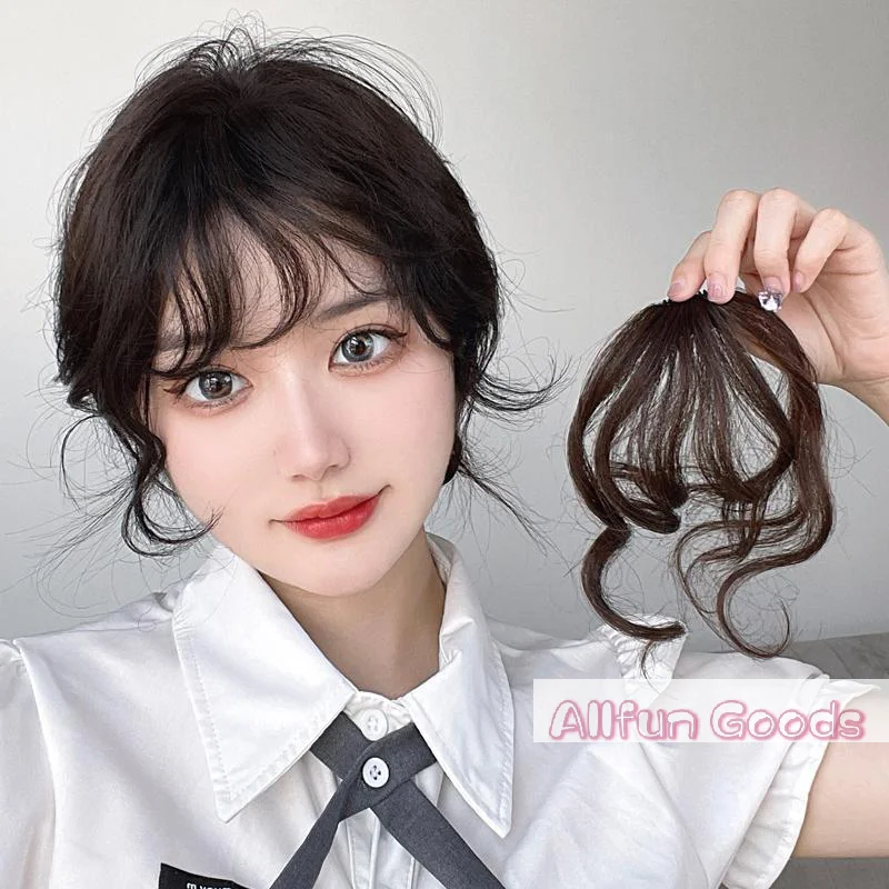 Frangia Finta alla Moda, Estensione per Capelli Stile Fumetto, Frangia Naturale Voluminosa con Clip, Riccia, Estensione Frontale per Capelli, Parrucca - immagine 3