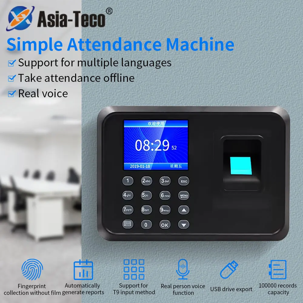 Password Biometric Fingerprint Attendance Machine Electric Time Clock in Recorder USB Staff Data Manage System Support Offline fingerprint smart id card identification password lock attendance machine attendance fingerprint recorder english korean wiegand