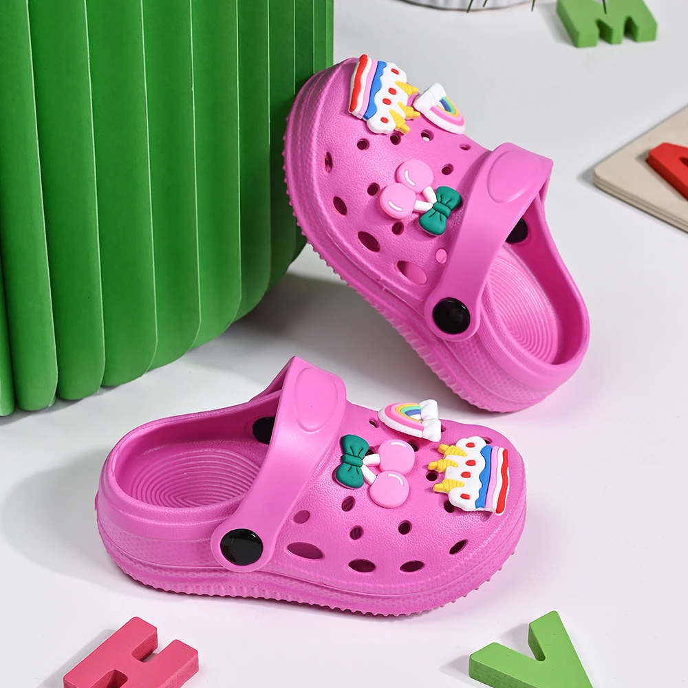 New Summer Children's Slippers Rainbow Cherry Cake Casual Sandals - Breathable Non-Slip for Boys Girls - Home & Beach Wear