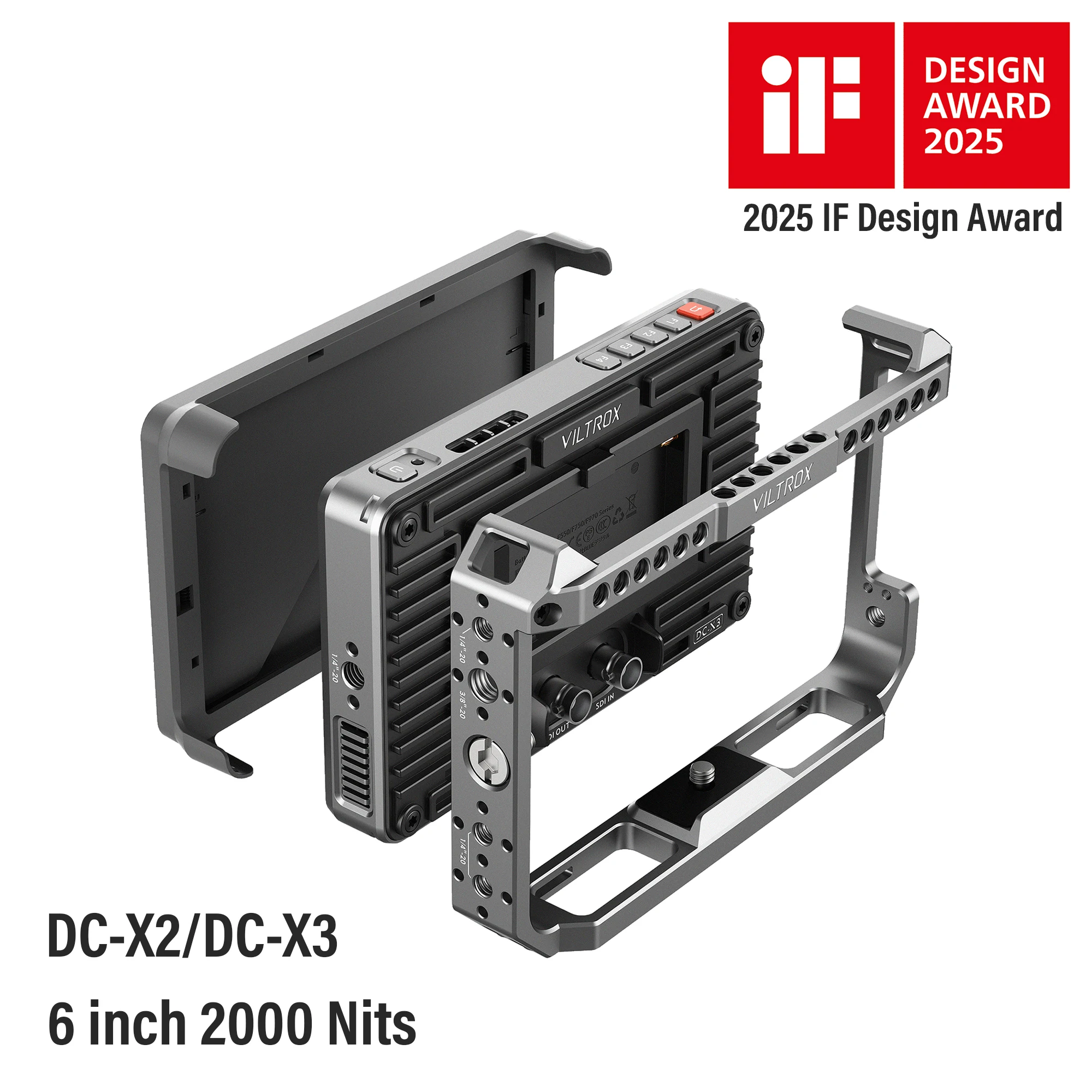 Viltrox DC-X2 DC-X3 カメラ出力用の6インチfhdモニター,DC-X2 nits,3D