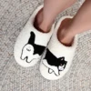 Cow Cat Pet Pattern Embroidery stuffed Home Platform Cozy Wool Cotton Slippers Cute Warm Non-slip Indoor Slippers Pet Mom Gift Catman Men Women Can Wear 5