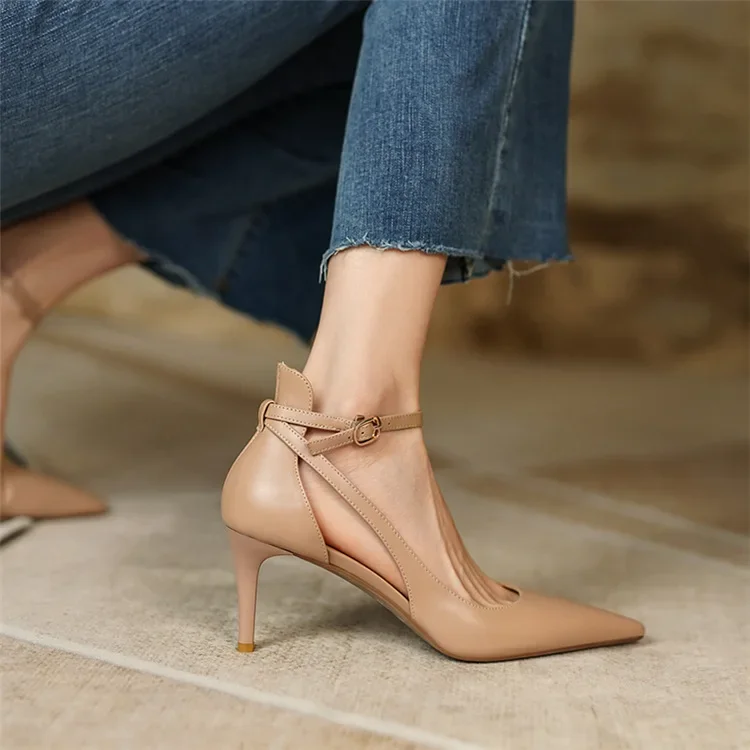 

Summer New Fashion French Fashion Ladies Pointed Toe Strap Stiletto Shoes Hollow Roman Toe Sandals Women Elegant Banquet Shoes