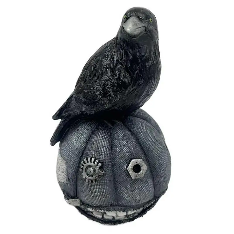 

Black Crow Decoration Waterproof Scary Figurines Pumpkin Ghost Table Ornaments for Shelf Party Haunted House Mantle