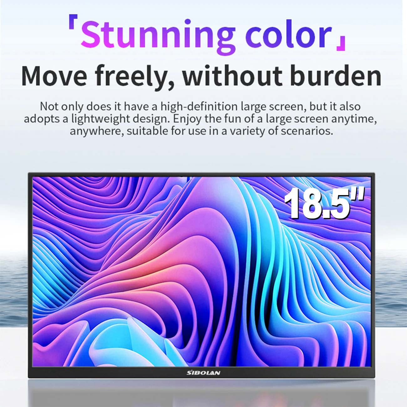 시볼란 18.5인치 120Hz 휴대용 모니터 IPS HDR 외장 게이밍 디스플레이 TYPE-C HDMI VESA 포트 (노트북, 휴대폰, Xbox, PS4/5, 스위치 호환)