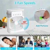 Ventilateur/ventilateur de refroidissement portable domestique trois en un, petit refroidisseur d'air, veilleuse LED, humidificateur à 5 trous, minuterie 1-3 heures 5