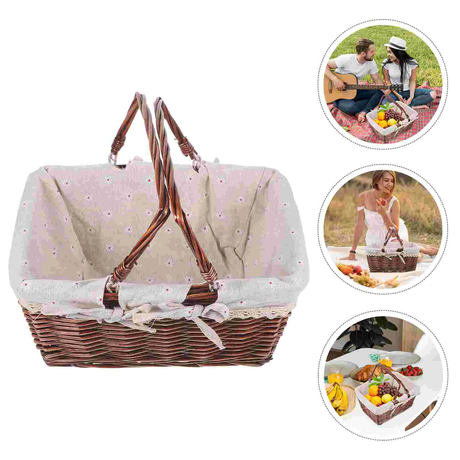 

Rattan Picnic Basket Vegetable Shop Dessert Woven Fruit Container Loaf Bread Wedding Holder Wicker Sundries Travel Gift Baskets