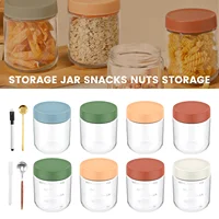 4Pcs Overnight Oats Container 500ml Milk Fruit Salad Food Storage Glass Jars Portable Cereal Breakfast Cups for Yogurt Pudding 1