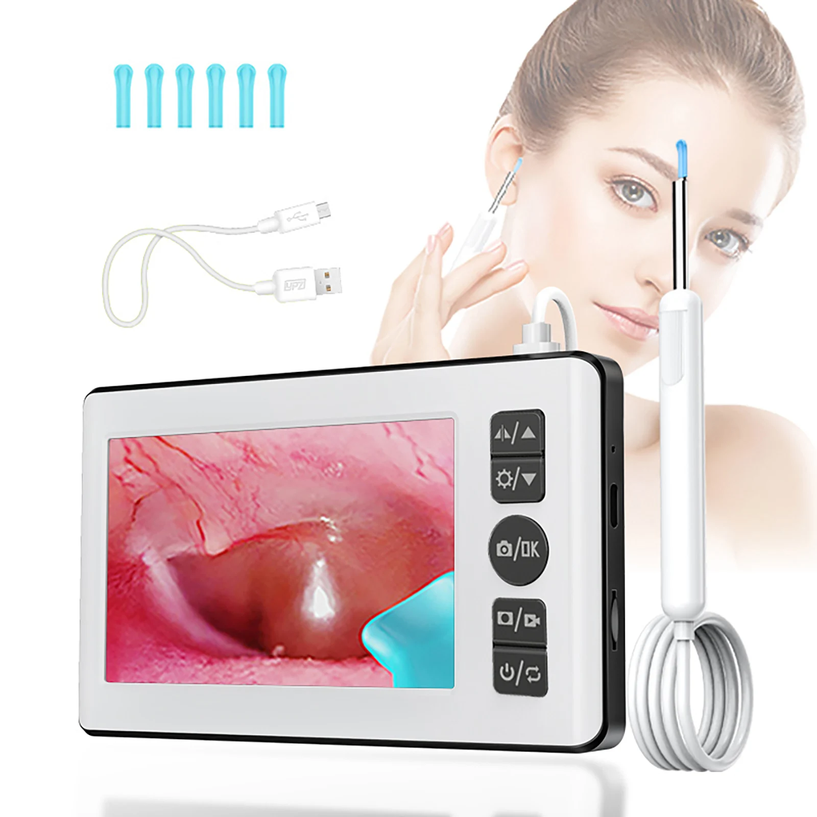 HD otoscope display and camera view