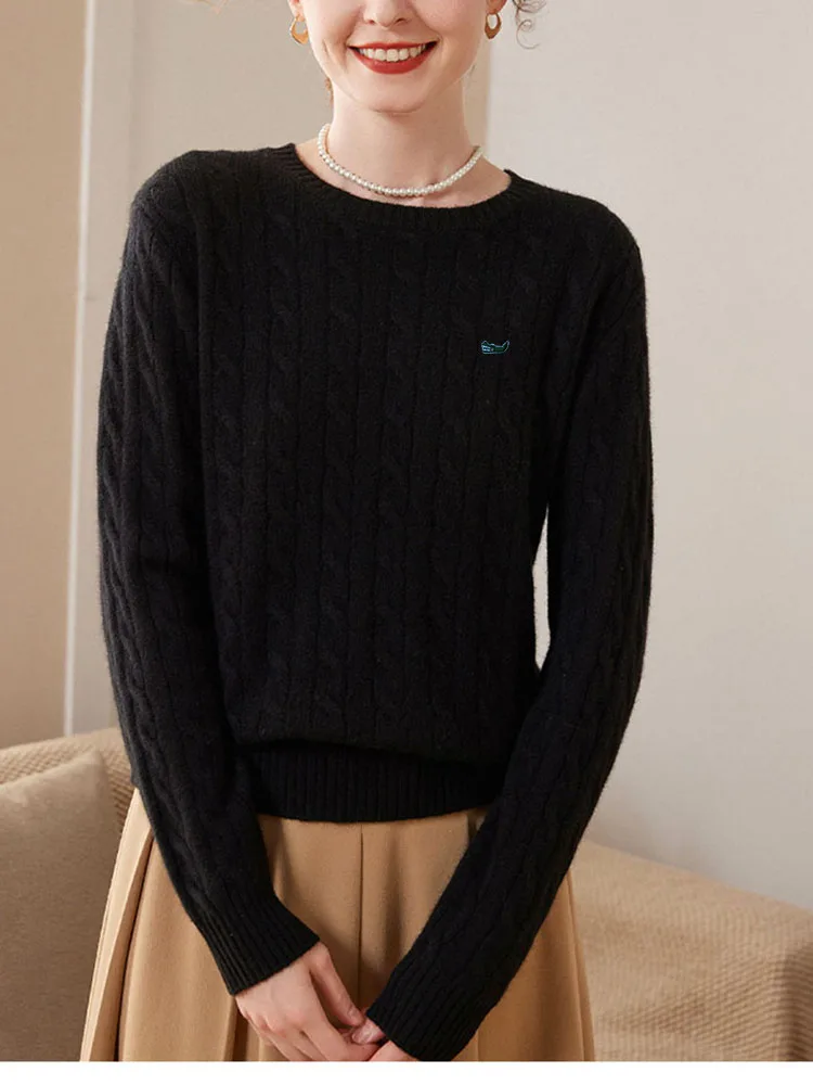 Winter Women Long Sleeve Round Neck Twist Cashmere Sweater Base To Wear Loose And Thick Temperament Brand Of The Same Sweater 4