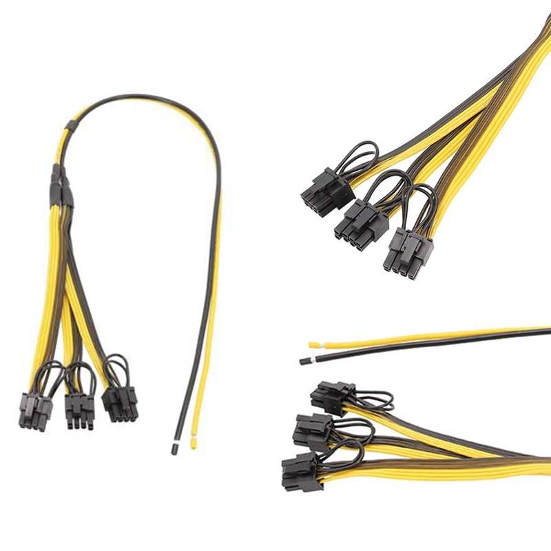 

Кабель питания 6 + 2 Pin, линия карты от 1 до 3 6Pin + 2-контактный кабель адаптера 12AWG + 18awg, стандартная для майнинга BTC