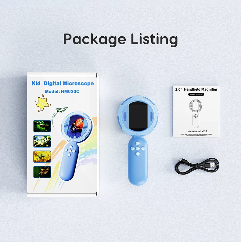 Digital Microscope with 2inch IPS Screen 100X Pocket Magnifying Glass with Light