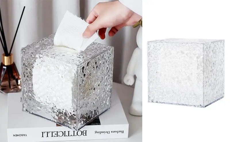 

Tissue Box Holder Transparent Water Corrugated Tissue Box Cover Dryer Sheet Container For Home Room Napkin Dispenser For kitchen