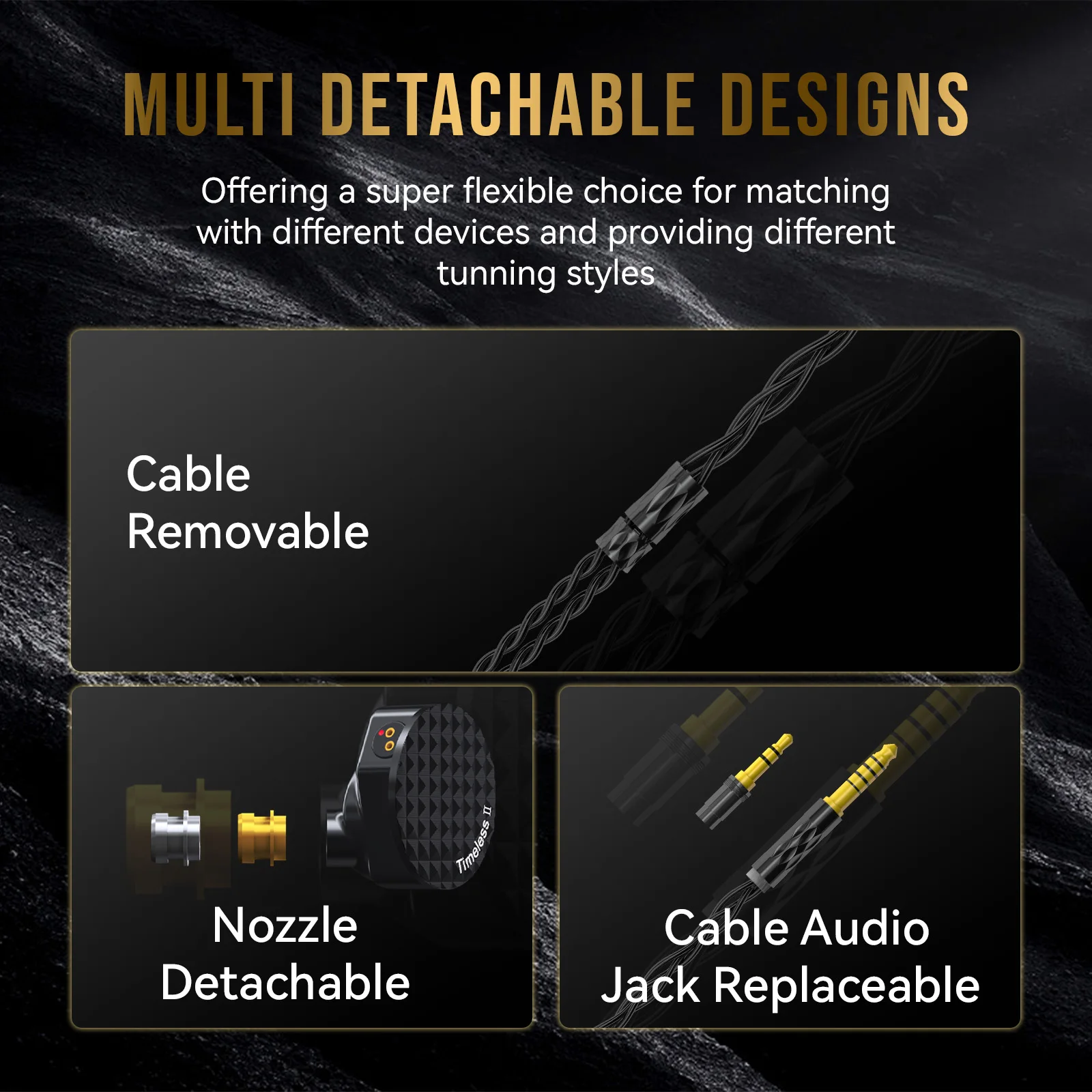 7Hz Timeless II Upgraded 14.5mm Planar Magnetic Driver IEM Hifi Wired Earbuds with Tunable Nozzle 7N OCC Cable 5
