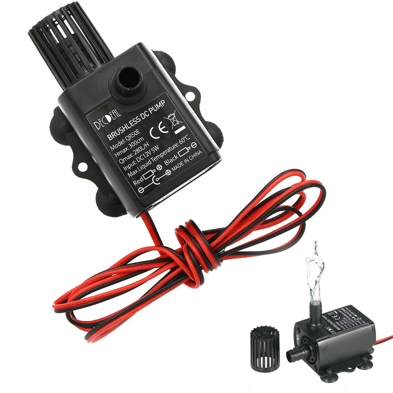 Dc 12v 5w 280l/h Flow Rate Waterproof Brushless Pump Mini Submersible