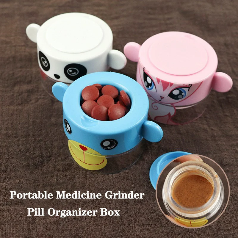Pill Grinder Tablets Holder Crusher Cute Pill Box Portable Organizer Medicine Drug Dispenser