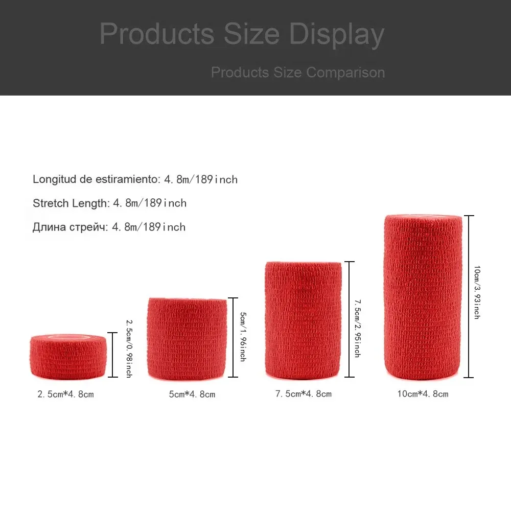 10pcs 7.5cm*4.8m Self Adherent Cohesive Bandage Wrap Stretch Non Woven Self Adhesive Tape - Skin Colour Athletic Elastic Bandage