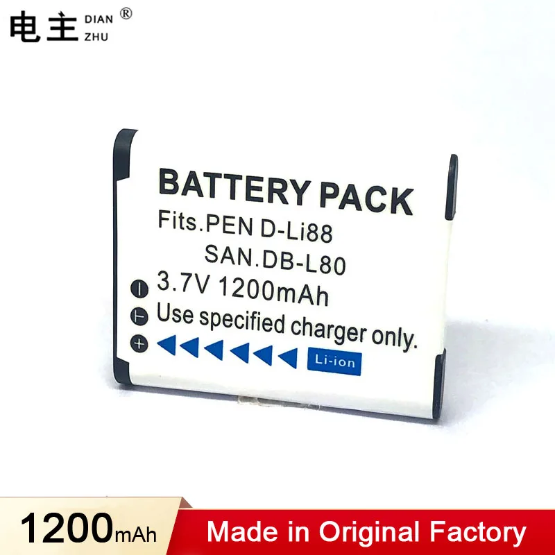 

D-LI88 DB-L80 Battery For Pentax Optio P70 H90 W90 WS80 P80 FOR Sanyo DMX-CG10 CG11 CG20 CG100 CG110 CG102 GH1 GH2 CS1 X1200