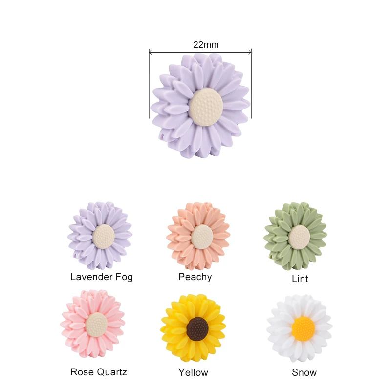LOFCA 10pcs 22mm Chrysanthemum Sunflower Mini Silicone Beads DIY Pacifier Chain Baby бисер Mother Kids Care Products Accessories