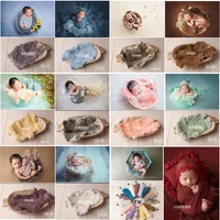 Newborn Photography Accessories Baby Blankets Natural Rabbit Fur Rug Infant Shoot Prop Soft Basket Filler Studio Photo Props 5