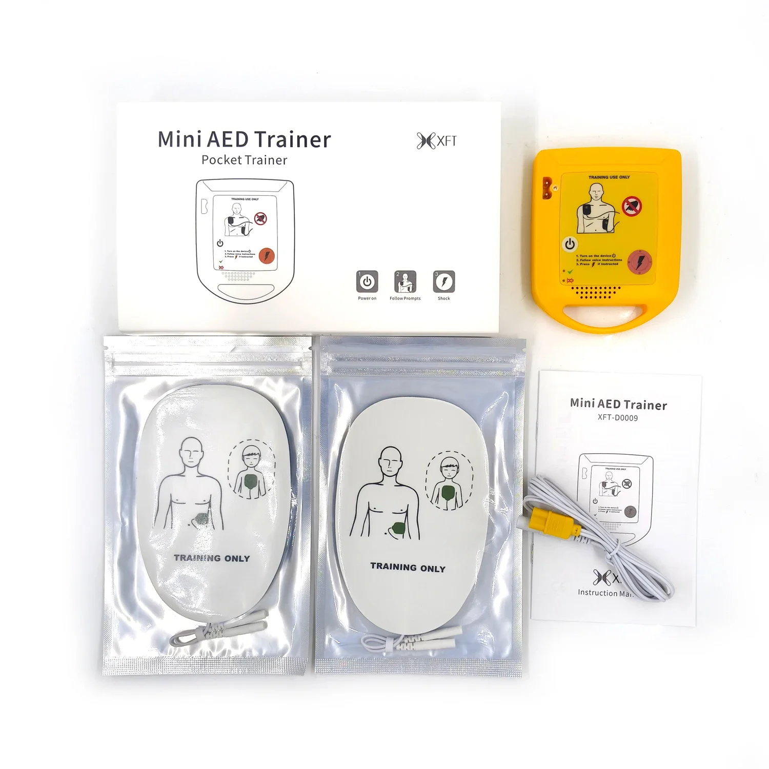 

Мини-тренировочный тренажер AED, обучение, английский язык, голосовые подсказки, обучение первой помощи для автоматизированного Внешнего Дефибриллятора, стажер