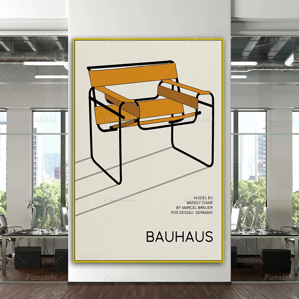 Bauhaus стул выставочный холщовый плакат минималистичный абстрактный