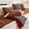 Solid Color Thicken Plush Sofa Cover Simple Furniture Protector Universal Non-slip Washable Couch Blanket for Living Room 4