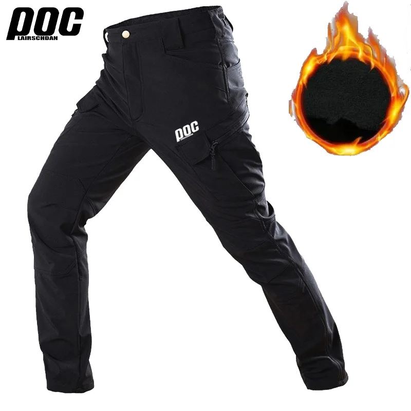 LairschDan POC Winter Bike Pants Men Women Thermal Warm Long Cycling Pants Fleece Windproof MTB Sports Bicycle Trousers