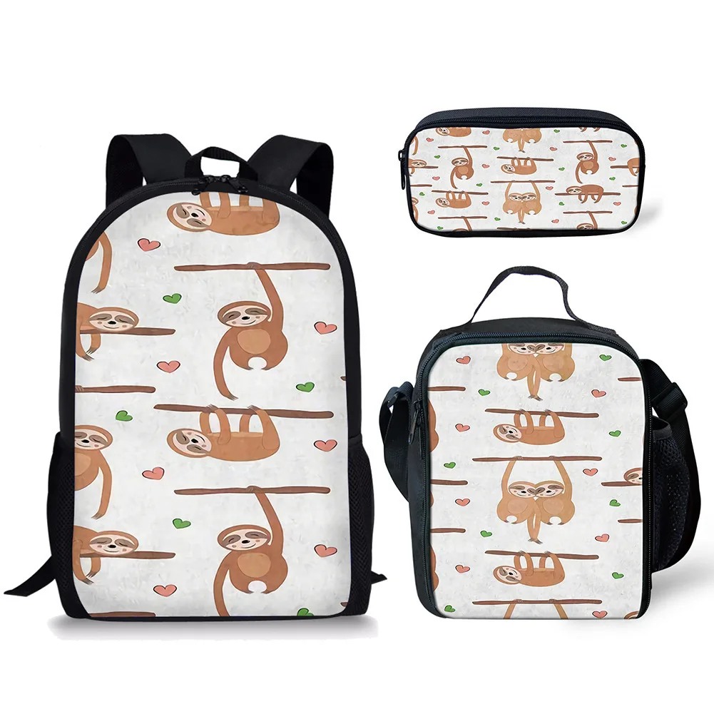 Popular animal Small sloth horse 3D Print 3pcs/Set pupil School Bags Laptop Daypack Backpack Lunch bag Pencil Case