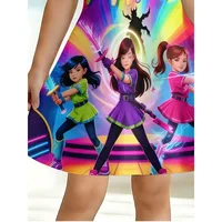 Robe T-shirt imprimée Rainbow K‑POP Anime Warrior Girls pour filles, robe décontractée colorée pour fête cosplay pour enfants 6